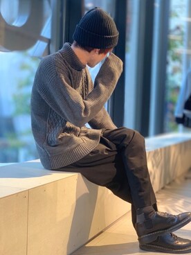 「koe（コエ）のアイテム（帽子）」を使った、Kazumaさん（メンズ・172cm）の冬コーディネート