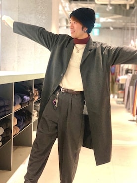 「koe（コエ）のアイテム（帽子）」を使った、Kazumaさん（メンズ・172cm）の冬コーディネート
