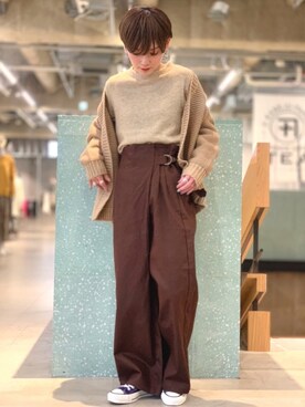 「クルーネック」｜「アイテム（その他）」を使った、Kazumaさん（レディース・150cm）の冬コーディネート