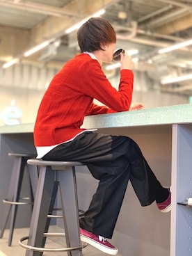 「koe×THOM BROWNE（コエトムブラウン）のアイテム」を使った、Kazumaさん（メンズ・172cm）の冬コーディネート