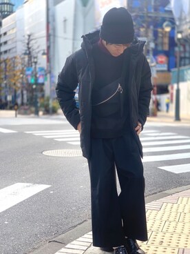「koe（コエ）のアイテム（帽子）」を使った、Kazumaさん（メンズ・172cm）の冬コーディネート