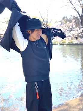 「koe（コエ）のアイテム（帽子）」を使った、Kazumaさん（メンズ・172cm）の春コーディネート