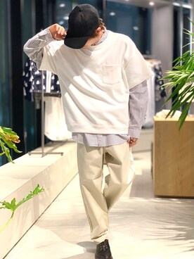 「koe（コエ）のアイテム（帽子）」を使った、Kazumaさん（メンズ・172cm）の春コーディネート
