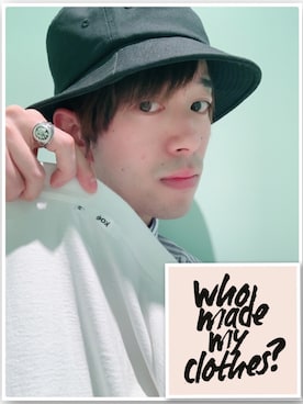 「koe（コエ）のアイテム（帽子）」を使った、Kazumaさん（メンズ・172cm）の春コーディネート
