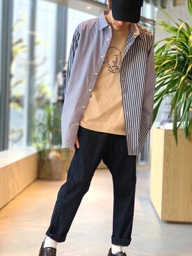 「koe（コエ）のアイテム（帽子）」を使った、Kazumaさん（メンズ・172cm）の春コーディネート