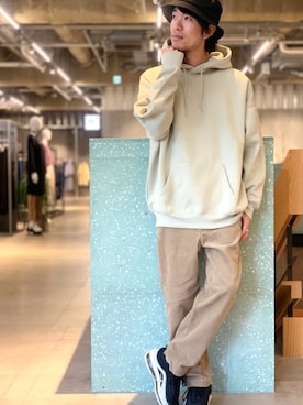 「koe（コエ）のアイテム（帽子）」を使った、Kazumaさん（メンズ・172cm）の秋コーディネート