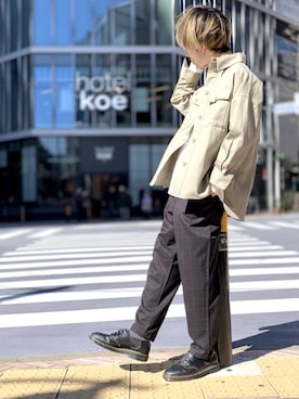 「koe（コエ）のアイテム（ブルゾン）」を使った、Kazumaさん（メンズ・172cm）の冬コーディネート