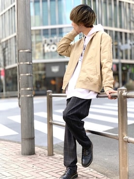 「koe（コエ）のアイテム（ブルゾン）」を使った、Kazumaさん（メンズ・172cm）の冬コーディネート