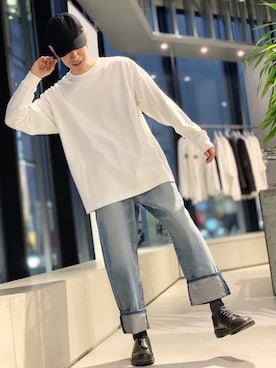 「koe（コエ）のアイテム（帽子）」を使った、Kazumaさん（メンズ・172cm）の春コーディネート