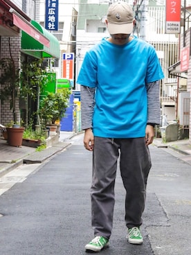 「gym master（ジムマスター）のアイテム（帽子）」を使った、YOSHIさん（メンズ・168cm）の春コーディネート