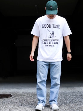 「gym master（ジムマスター）のアイテム（帽子）」を使った、YOSHIさん（メンズ・168cm）の夏コーディネート