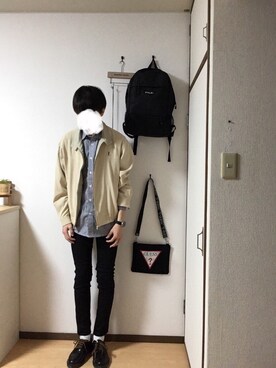 「Yves Saint Laurent（イヴサンローラン）のアイテム（ブルゾン）」を使った、シーユエン チンスーさん（メンズ・180cm）の春コーディネート