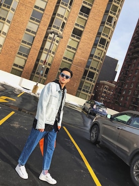 「MUJI」｜「アイテム（デニムジャケット）」を使った、AlanWareさん（メンズ・185cm）の冬コーディネート