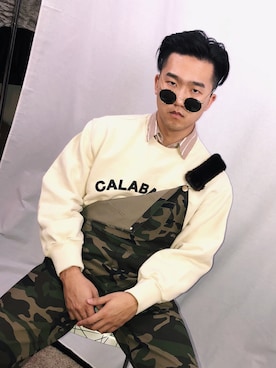 「Yeezy（イージー）のアイテム（スウェット）」を使った、AlanWareさん（メンズ・185cm）の春コーディネート