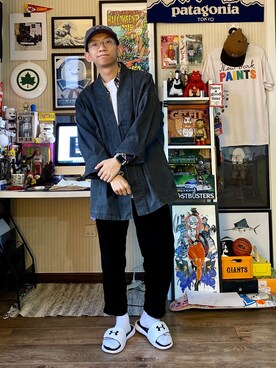 「kimono」｜「アイテム（帽子）」を使った、Hulkさん（メンズ・170cm）の春コーディネート