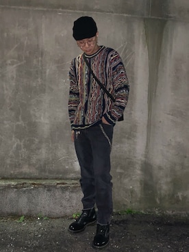 「PULL&BEAR（プルアンドベア）のアイテム（デニムパンツ）」を使った、鄭宇翔さん（メンズ・174cm）の冬コーディネート
