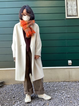 「niko and...（ニコアンド）のアイテム（チェスターコート）」を使った、Noahさん（レディース・160cm）の冬コーディネート