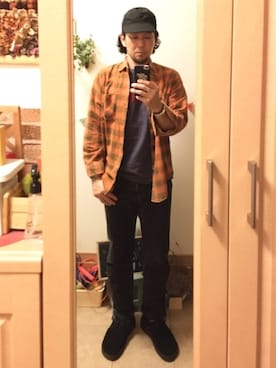 「STEVENSON OVERALL CO.（スティーブンソンオーバーオール）のアイテム（キャップ）」を使った、tomolexさん（メンズ・172cm）の秋コーディネート