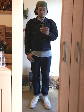 「STEVENSON OVERALL CO.（スティーブンソンオーバーオール）のアイテム（キャップ）」を使った、tomolexさん（メンズ・172cm）の冬コーディネート