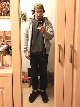 「STEVENSON OVERALL CO.（スティーブンソンオーバーオール）のアイテム（キャップ）」を使った、tomolexさん（メンズ・172cm）の冬コーディネート