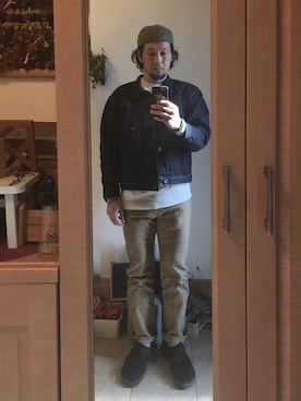 「STEVENSON OVERALL CO.（スティーブンソンオーバーオール）のアイテム（キャップ）」を使った、tomolexさん（メンズ・172cm）の冬コーディネート