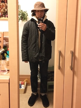 「アイテム（ハット、ブラウン系）」を使った、tomolexさん（メンズ・172cm）の春コーディネート