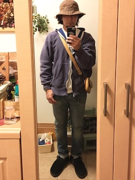 「アイテム（ハット、ブラウン系）」を使った、tomolexさん（メンズ・172cm）の春コーディネート
