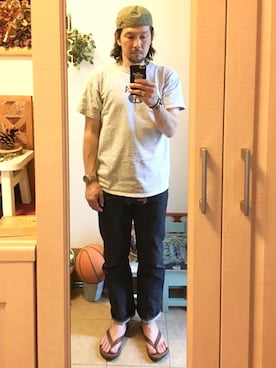 「STEVENSON OVERALL CO.（スティーブンソンオーバーオール）のアイテム（キャップ）」を使った、tomolexさん（メンズ・172cm）の夏コーディネート