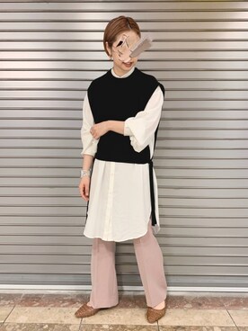 「LOWRYS FARM（ローリーズファーム）のメッシュフラットシューズ　864880（パンプス）」を使った、kuimihowearさん（レディース・160cm）の春コーディネート