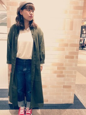 「SEVENDAYS=SUNDAY（セブンデイズサンデイ）のアイテム（ステンカラーコート）」を使った、マナティさん（レディース・152cm）の秋コーディネート