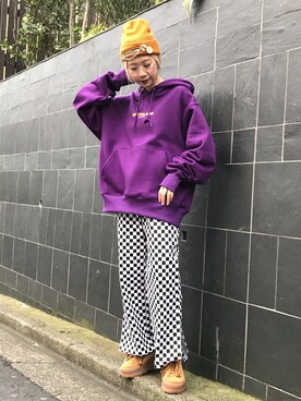 「L.H.P（エルエイチピー）のアイテム（ニットキャップ/ビーニー）」を使った、オダジマ ミユキ【LHP WOMEN】さん（レディース・160cm）の秋コーディネート