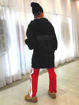 「L.H.P（エルエイチピー）のアイテム（ニットキャップ/ビーニー）」を使った、オダジマ ミユキ【LHP WOMEN】さん（レディース・160cm）の冬コーディネート