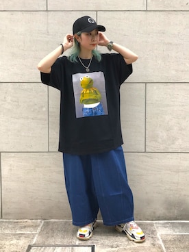 「KaneZ（ケインズ）のアイテム（キャップ）」を使った、オダジマ ミユキ【LHP WOMEN】さん（レディース・160cm）の春コーディネート