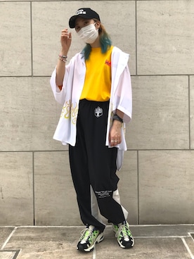 「KaneZ（ケインズ）のアイテム（キャップ）」を使った、オダジマ ミユキ【LHP WOMEN】さん（レディース・160cm）の夏コーディネート