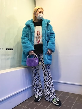 「Little sunny bite（リトルサニーバイト）のアイテム（その他アウター）」を使った、オダジマ ミユキ【LHP WOMEN】さん（レディース・160cm）の冬コーディネート