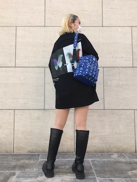 「A4A（エーフォーエー）のA4A/エーフォーエー/BUTTERFLY LST/ロンT（Tシャツ/カットソー）」を使った、オダジマ ミユキ【LHP WOMEN】さん（レディース・160cm）の冬コーディネート