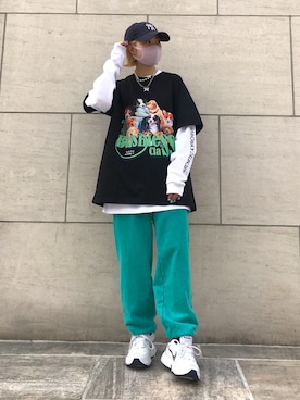 「A4A（エーフォーエー）のA4A/エーフォーエー/BUTTERFLY LST/ロンT（Tシャツ/カットソー）」を使った、オダジマ ミユキ【LHP WOMEN】さん（レディース・160cm）の春コーディネート