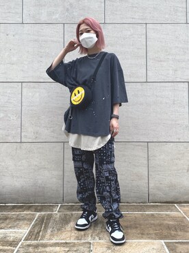 「DANKE SCHON（ダンケシェーン）のアイテム（Tシャツ/カットソー、グレー系）」を使った、オダジマ ミユキ【LHP WOMEN】さん（レディース・160cm）の春コーディネート
