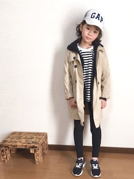 「GAP（ギャップ）のアイテム（トレンチコート）」を使った、nati+genさん（キッズ・128cm）の冬コーディネート