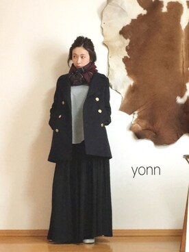 「WEAR昭和部」｜「アイテム（ピーコート）」を使った、yonn😚さん（レディース・163cm）の冬コーディネート