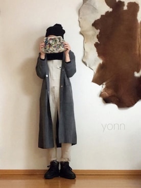 「コーディガン」｜「アイテム（オールインワン・サロペット）」を使った、yonn😚さん（レディース・163cm）の冬コーディネート