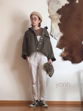 「Antgauge（アントゲージ）のアイテム（オールインワン・サロペット）」を使った、yonn😚さん（レディース・163cm）の春コーディネート