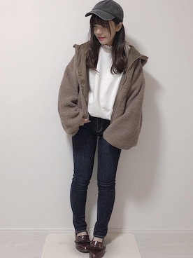 「フリルネック」｜「アイテム（ブルゾン）」を使った、ERIKAさん（レディース・152cm）の秋コーディネート