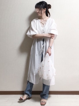 「Daniel Wellington（ダニエルウェリントン）の販売終了クラシックペティット アッシュフィールド32mm（アナログ腕時計）」を使った、ERIKAさん（レディース・152cm）の夏コーディネート