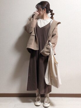 「mel（メル）のアイテム（バッグ）」を使った、ERIKAさん（レディース・152cm）の秋コーディネート