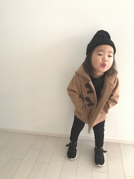 「COMME CA ISM（コムサイズム）のアイテム（ダッフルコート）」を使った、ioioさん（キッズ・100cm）の冬コーディネート
