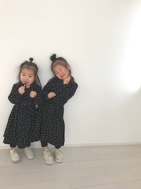 「アイテム（シャツワンピース）」を使った、ioioさん（キッズ・100cm）の冬コーディネート