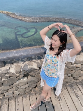 「アイテム（チューブトップ、ブルー系）」を使った、Anni 🇹🇼さん（レディース・158cm）の春コーディネート