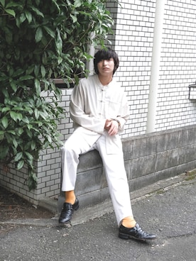 「Adoon plain（アドーンプレーン）のアイテム（パンツ）」を使った、上野一稀さん（メンズ・173cm・20代）の秋コーディネート
