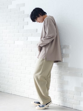 「flaner（フラネ）のアイテム（パンツ）」を使った、上野一稀さん（メンズ・173cm）の秋コーディネート